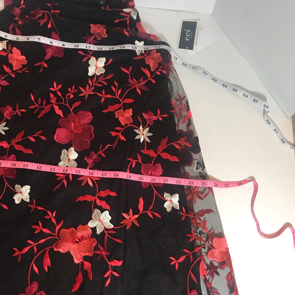 ECI sleeveless embroid. tulle sheath swing dress M - Picture 6 of 8